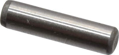 Made in USA - 1/8" Diam x 1/2" Pin Length Grade 8 Alloy Steel Standard Dowel Pin - Bright Finish, C 47-58 & C 60 (Surface) Hardness, 1,840 Lb (Single Shear), 3,680 Lb (Double Shear) Breaking Strength, 1 Beveled & 1 Rounded End - Industrial Tool & Supply