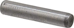 Made in USA - 1/8" Diam x 5/8" Pin Length Grade 8 Alloy Steel Standard Dowel Pin - Bright Finish, C 47-58 & C 60 (Surface) Hardness, 1,840 Lb (Single Shear), 3,680 Lb (Double Shear) Breaking Strength, 1 Beveled & 1 Rounded End - Industrial Tool & Supply