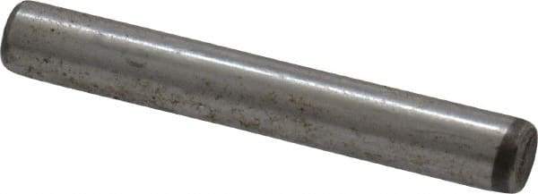 Made in USA - 1/8" Diam x 7/8" Pin Length Grade 8 Alloy Steel Standard Dowel Pin - Bright Finish, C 47-58 & C 60 (Surface) Hardness, 1,840 Lb (Single Shear), 3,680 Lb (Double Shear) Breaking Strength, 1 Beveled & 1 Rounded End - Industrial Tool & Supply