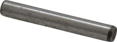 Made in USA - 1/8" Diam x 7/8" Pin Length Grade 8 Alloy Steel Standard Dowel Pin - Bright Finish, C 47-58 & C 60 (Surface) Hardness, 1,840 Lb (Single Shear), 3,680 Lb (Double Shear) Breaking Strength, 1 Beveled & 1 Rounded End - Industrial Tool & Supply