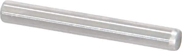 Made in USA - 1/8" Diam x 1" Pin Length Grade 8 Alloy Steel Standard Dowel Pin - Bright Finish, C 47-58 & C 60 (Surface) Hardness, 1,840 Lb (Single Shear), 3,680 Lb (Double Shear) Breaking Strength, 1 Beveled & 1 Rounded End - Industrial Tool & Supply
