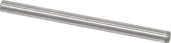Made in USA - 1/8" Diam x 1-3/4" Pin Length Grade 8 Alloy Steel Standard Dowel Pin - Bright Finish, C 47-58 & C 60 (Surface) Hardness, 1,840 Lb (Single Shear), 3,680 Lb (Double Shear) Breaking Strength, 1 Beveled & 1 Rounded End - Industrial Tool & Supply