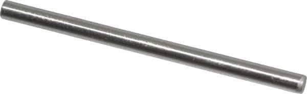Made in USA - 1/8" Diam x 2" Pin Length Grade 8 Alloy Steel Standard Dowel Pin - Bright Finish, C 47-58 & C 60 (Surface) Hardness, 1,840 Lb (Single Shear), 3,680 Lb (Double Shear) Breaking Strength, 1 Beveled & 1 Rounded End - Industrial Tool & Supply