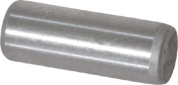 Made in USA - 3/16" Diam x 1/2" Pin Length Grade 8 Alloy Steel Standard Dowel Pin - Bright Finish, C 47-58 & C 60 (Surface) Hardness, 4,150 Lb (Single Shear), 8,300 Lb (Double Shear) Breaking Strength, 1 Beveled & 1 Rounded End - Industrial Tool & Supply