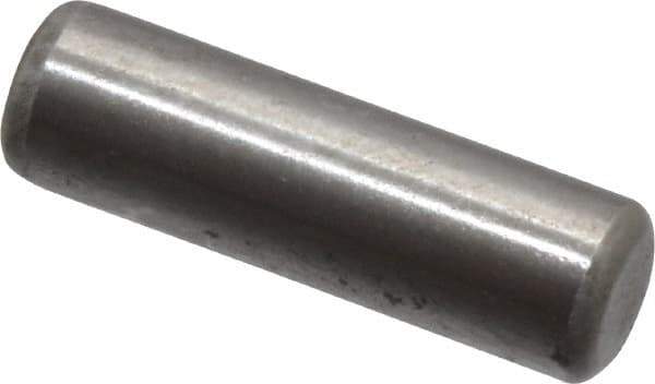 Made in USA - 3/16" Diam x 5/8" Pin Length Grade 8 Alloy Steel Standard Dowel Pin - Bright Finish, C 47-58 & C 60 (Surface) Hardness, 4,150 Lb (Single Shear), 8,300 Lb (Double Shear) Breaking Strength, 1 Beveled & 1 Rounded End - Industrial Tool & Supply