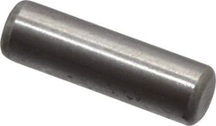 Made in USA - 3/16" Diam x 5/8" Pin Length Grade 8 Alloy Steel Standard Dowel Pin - Bright Finish, C 47-58 & C 60 (Surface) Hardness, 4,150 Lb (Single Shear), 8,300 Lb (Double Shear) Breaking Strength, 1 Beveled & 1 Rounded End - Industrial Tool & Supply