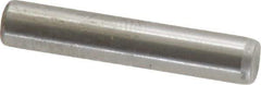 Made in USA - 3/16" Diam x 1" Pin Length Grade 8 Alloy Steel Standard Dowel Pin - Bright Finish, C 47-58 & C 60 (Surface) Hardness, 4,150 Lb (Single Shear), 8,300 Lb (Double Shear) Breaking Strength, 1 Beveled & 1 Rounded End - Industrial Tool & Supply