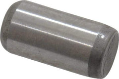 Made in USA - 1/4" Diam x 1/2" Pin Length Grade 8 Alloy Steel Standard Dowel Pin - Bright Finish, C 47-58 & C 60 (Surface) Hardness, 14,720 Lb (Double Shear), 7,360 Lb (Single Shear) Breaking Strength, 1 Beveled & 1 Rounded End - Industrial Tool & Supply