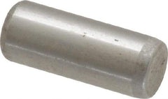 Made in USA - 1/4" Diam x 5/8" Pin Length Grade 8 Alloy Steel Standard Dowel Pin - Bright Finish, C 47-58 & C 60 (Surface) Hardness, 14,720 Lb (Double Shear), 7,360 Lb (Single Shear) Breaking Strength, 1 Beveled & 1 Rounded End - Industrial Tool & Supply