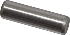 Made in USA - 1/4" Diam x 7/8" Pin Length Grade 8 Alloy Steel Standard Dowel Pin - Bright Finish, C 47-58 & C 60 (Surface) Hardness, 14,720 Lb (Double Shear), 7,360 Lb (Single Shear) Breaking Strength, 1 Beveled & 1 Rounded End - Industrial Tool & Supply