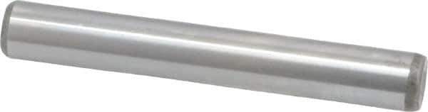 Made in USA - 1/4" Diam x 1-3/4" Pin Length Grade 8 Alloy Steel Standard Dowel Pin - Bright Finish, C 47-58 & C 60 (Surface) Hardness, 14,720 Lb (Double Shear), 7,360 Lb (Single Shear) Breaking Strength, 1 Beveled & 1 Rounded End - Industrial Tool & Supply