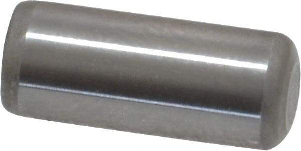 Made in USA - 5/16" Diam x 3/4" Pin Length Grade 8 Alloy Steel Standard Dowel Pin - Bright Finish, C 47-58 & C 60 (Surface) Hardness, 11,500 Lb (Single Shear), 23,000 Lb (Double Shear) Breaking Strength, 1 Beveled & 1 Rounded End - Industrial Tool & Supply