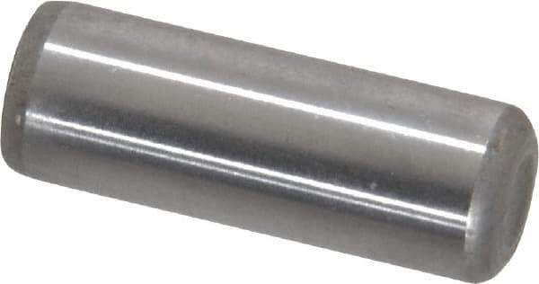 Made in USA - 5/16" Diam x 7/8" Pin Length Grade 8 Alloy Steel Standard Dowel Pin - Bright Finish, C 47-58 & C 60 (Surface) Hardness, 11,500 Lb (Single Shear), 23,000 Lb (Double Shear) Breaking Strength, 1 Beveled & 1 Rounded End - Industrial Tool & Supply