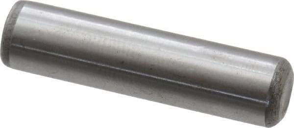 Made in USA - 5/16" Diam x 1-1/4" Pin Length Grade 8 Alloy Steel Standard Dowel Pin - Bright Finish, C 47-58 & C 60 (Surface) Hardness, 11,500 Lb (Single Shear), 23,000 Lb (Double Shear) Breaking Strength, 1 Beveled & 1 Rounded End - Industrial Tool & Supply
