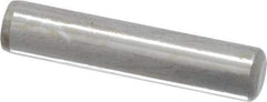 Made in USA - 5/16" Diam x 1-1/2" Pin Length Grade 8 Alloy Steel Standard Dowel Pin - Bright Finish, C 47-58 & C 60 (Surface) Hardness, 11,500 Lb (Single Shear), 23,000 Lb (Double Shear) Breaking Strength, 1 Beveled & 1 Rounded End - Industrial Tool & Supply