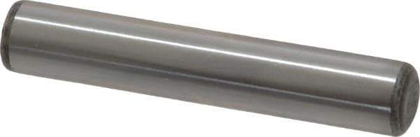 Made in USA - 5/16" Diam x 1-3/4" Pin Length Grade 8 Alloy Steel Standard Dowel Pin - Bright Finish, C 47-58 & C 60 (Surface) Hardness, 11,500 Lb (Single Shear), 23,000 Lb (Double Shear) Breaking Strength, 1 Beveled & 1 Rounded End - Industrial Tool & Supply