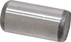 Made in USA - 3/8" Diam x 3/4" Pin Length Grade 8 Alloy Steel Standard Dowel Pin - Bright Finish, C 47-58 & C 60 (Surface) Hardness, 16,550 Lb (Single Shear), 33,100 Lb (Double Shear) Breaking Strength, 1 Beveled & 1 Rounded End - Industrial Tool & Supply