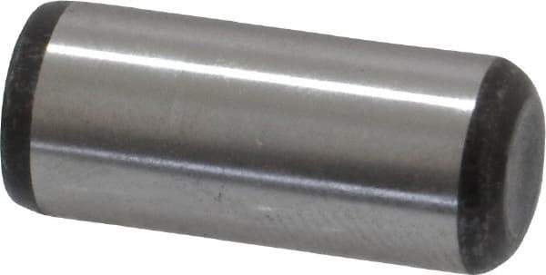 Made in USA - 3/8" Diam x 7/8" Pin Length Grade 8 Alloy Steel Standard Dowel Pin - Bright Finish, C 47-58 & C 60 (Surface) Hardness, 16,550 Lb (Single Shear), 33,100 Lb (Double Shear) Breaking Strength, 1 Beveled & 1 Rounded End - Industrial Tool & Supply