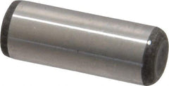 Made in USA - 3/8" Diam x 1" Pin Length Grade 8 Alloy Steel Standard Dowel Pin - Bright Finish, C 47-58 & C 60 (Surface) Hardness, 16,550 Lb (Single Shear), 33,100 Lb (Double Shear) Breaking Strength, 1 Beveled & 1 Rounded End - Industrial Tool & Supply