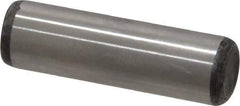 Made in USA - 3/8" Diam x 1-1/4" Pin Length Grade 8 Alloy Steel Standard Dowel Pin - Bright Finish, C 47-58 & C 60 (Surface) Hardness, 16,550 Lb (Single Shear), 33,100 Lb (Double Shear) Breaking Strength, 1 Beveled & 1 Rounded End - Industrial Tool & Supply