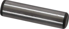 Made in USA - 3/8" Diam x 1-1/2" Pin Length Grade 8 Alloy Steel Standard Dowel Pin - Bright Finish, C 47-58 & C 60 (Surface) Hardness, 16,550 Lb (Single Shear), 33,100 Lb (Double Shear) Breaking Strength, 1 Beveled & 1 Rounded End - Industrial Tool & Supply