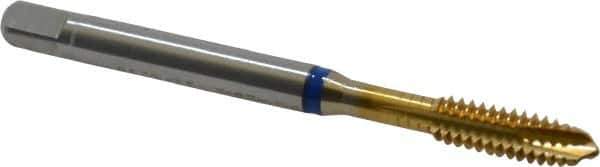 Guhring - #10-24 UNC, 3 Flute, TiN Finish, Powdered Metal Spiral Point Tap - Plug Chamfer, Right Hand Thread, 2.382" OAL, 0.551" Thread Length, 0.194" Shank Diam, 2B Class of Fit, Series 3907 - Exact Industrial Supply