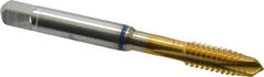 Guhring - 1/4-20 UNC, 3 Flute, TiN Finish, Powdered Metal Spiral Point Tap - Plug Chamfer, Right Hand Thread, 2-1/2" OAL, 0.63" Thread Length, 0.255" Shank Diam, 2B Class of Fit, Series 3907 - Exact Industrial Supply