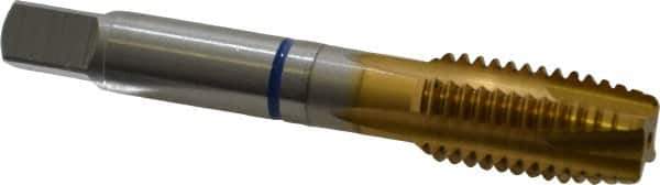 Guhring - 5/8-11 UNC, 4 Flute, TiN Finish, Powdered Metal Spiral Point Tap - Plug Chamfer, Right Hand Thread, 3-13/16" OAL, 0.945" Thread Length, 0.48" Shank Diam, 2B Class of Fit, Series 3907 - Exact Industrial Supply
