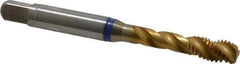 Guhring - M6x1.00 Metric Coarse 3 Flute 6H Modified Bottoming Spiral Flute Tap - Powdered Metal, TiN Finish, 2-1/2" OAL, Right Hand Flute, Right Hand Thread, Series 3909 - Exact Industrial Supply