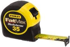 Stanley - 35' x 1-1/4" Yellow Blade Tape Measure - 1/16" Graduation, Inch Graduation Style, Yellow/Black Case - Industrial Tool & Supply