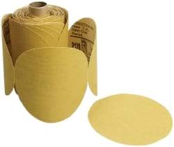 3M - 6" Diam, 120 Grit FEPA, Aluminum Oxide Adhesive PSA Disc - Gold, C Weighted Backing, Flexible, 12,000 Max RPM - Industrial Tool & Supply