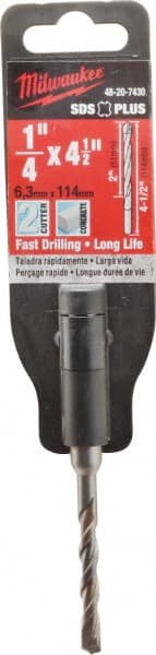 Milwaukee Tool - 1/4" Diam, SDS-Plus Shank, Carbide-Tipped Rotary & Hammer Drill Bit - Industrial Tool & Supply
