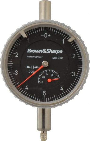 TESA Brown & Sharpe - 0.2" Range, 0-5-0 Dial Reading, 0.0001" Graduation Dial Drop Indicator - 2-1/4" Dial, 0.01" Range per Revolution, Revolution Counter - Industrial Tool & Supply