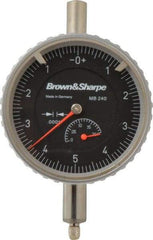 TESA Brown & Sharpe - 0.2" Range, 0-5-0 Dial Reading, 0.0001" Graduation Dial Drop Indicator - 2-1/4" Dial, 0.01" Range per Revolution, Revolution Counter - Industrial Tool & Supply