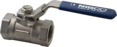 NIBCO - 1" Pipe, Reduced Port, Carbon Steel Standard Ball Valve - 1 Piece, Inline - One Way Flow, FNPT x FNPT Ends, Locking Lever Handle, 2,000 WOG - Industrial Tool & Supply