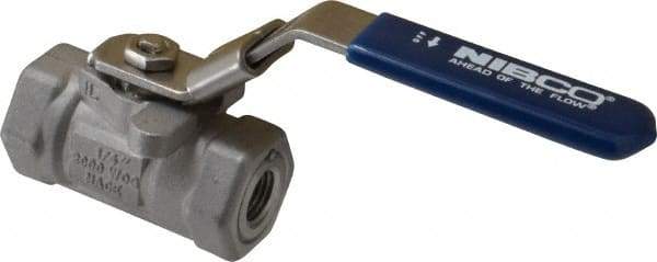 NIBCO - 1/4" Pipe, Reduced Port, Carbon Steel Standard Ball Valve - 1 Piece, Inline - One Way Flow, FNPT x FNPT Ends, Locking Lever Handle, 2,000 WOG - Industrial Tool & Supply