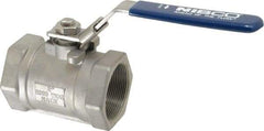 NIBCO - 2" Pipe, Reduced Port, Standard Ball Valve - 1 Piece, Inline - One Way Flow, FNPT x FNPT Ends, Locking Lever Handle, 2,000 WOG - Industrial Tool & Supply