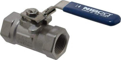 NIBCO - 3/4" Pipe, Reduced Port, Carbon Steel Standard Ball Valve - 1 Piece, Inline - One Way Flow, FNPT x FNPT Ends, Locking Lever Handle, 2,000 WOG - Industrial Tool & Supply