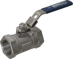 NIBCO - 1-1/4" Pipe, Reduced Port, Carbon Steel Standard Ball Valve - 1 Piece, Inline - One Way Flow, FNPT x FNPT Ends, Locking Lever Handle, 2,000 WOG - Industrial Tool & Supply