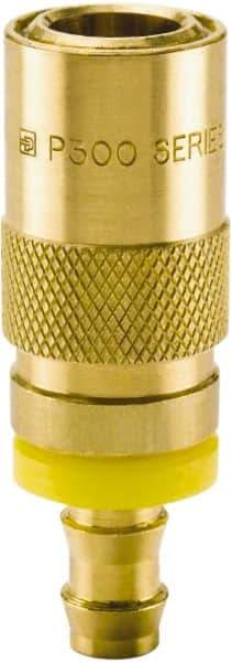 Parker - Nonthreaded Brass Hydraulic Hose Push-Lok Hose Barb Coupler & Straight Fitting - 200 psi, 6 GPM, 3/8" Hose Diam, Series Moldmate - Industrial Tool & Supply