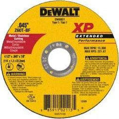 DeWALT - 24 Grit, 4-1/2" Wheel Diam, 7/8" Arbor Hole, Type 27 Depressed Center Wheel - Zirconia Alumina, Resinoid Bond, 13,300 Max RPM - Industrial Tool & Supply