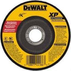 DeWALT - 24 Grit, 7" Wheel Diam, 3/32" Wheel Thickness, 7/8" Arbor Hole, Type 27 Depressed Center Wheel - Zirconia Alumina, Resinoid Bond, 8,700 Max RPM - Industrial Tool & Supply