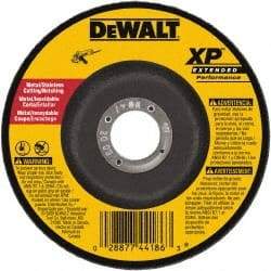 DeWALT - 24 Grit, 4" Wheel Diam, 3/32" Wheel Thickness, 5/8" Arbor Hole, Type 27 Depressed Center Wheel - Zirconia Alumina, Resinoid Bond, 15,200 Max RPM - Industrial Tool & Supply