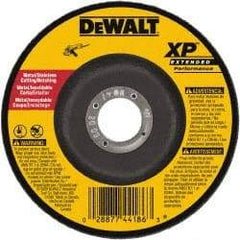 DeWALT - 24 Grit, 4" Wheel Diam, 3/32" Wheel Thickness, 5/8" Arbor Hole, Type 27 Depressed Center Wheel - Zirconia Alumina, Resinoid Bond, 15,200 Max RPM - Industrial Tool & Supply