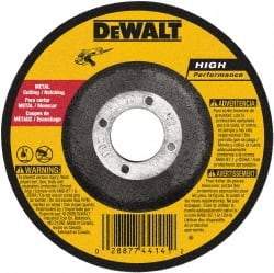 DeWALT - 24 Grit, 9" Wheel Diam, 3/32" Wheel Thickness, 7/8" Arbor Hole, Type 27 Depressed Center Wheel - Aluminum Oxide, Resinoid Bond, 6,600 Max RPM - Industrial Tool & Supply