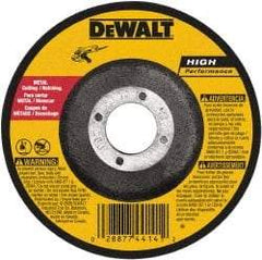DeWALT - 24 Grit, 6" Wheel Diam, 3/32" Wheel Thickness, 7/8" Arbor Hole, Type 27 Depressed Center Wheel - Aluminum Oxide, Resinoid Bond, 10,100 Max RPM - Industrial Tool & Supply