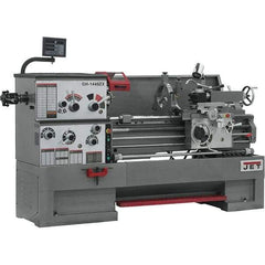 Jet - 14" Swing, 40" Between Centers, 230 Volt, Triple Phase Engine Lathe - 7MT Taper, 7-1/2 hp, 42 to 1,800 RPM, 3-1/8" Bore Diam, 40" Deep x 46-7/8" High x 97-1/2" Long - Industrial Tool & Supply