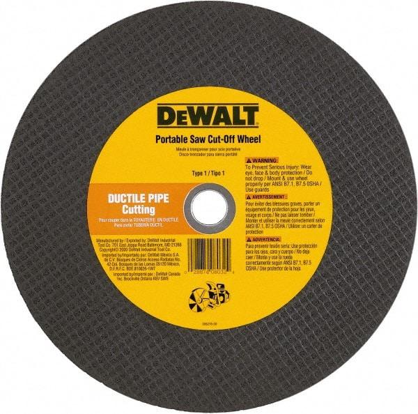 DeWALT - 12" 24 Grit Aluminum Oxide Cutoff Wheel - 1/8" Thick, 1" Arbor, 6,400 Max RPM, Use with Gas Powered Saws - Industrial Tool & Supply
