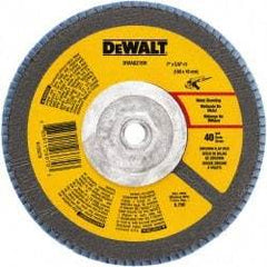 DeWALT - 80 Grit, 7" Disc Diam, 5/8-11 Center Hole, Type 29 Zirconia Alumina Flap Disc - 8,700 Max RPM, Poly Cotton Backing, Arbor Attaching System, Coated - Industrial Tool & Supply