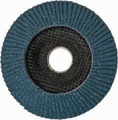 DeWALT - 60 Grit, 4-1/2" Disc Diam, 7/8" Center Hole, Type 29 Zirconia Alumina Flap Disc - 13,300 Max RPM, Poly Cotton Backing, Arbor Attaching System, Coated - Industrial Tool & Supply
